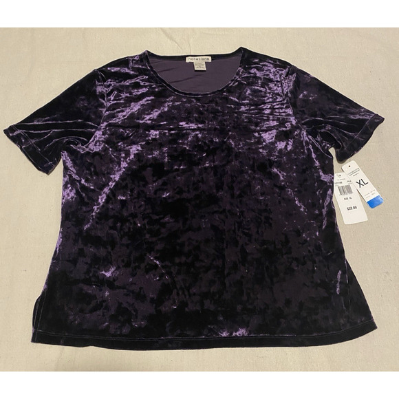 NWT Notations Womens Blouse Size XL Purple Crushed Velvet Cocktail Party Dressy - Picture 1 of 11